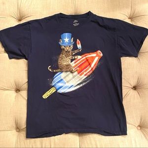 Patriotic Cat Graphic Print Tee